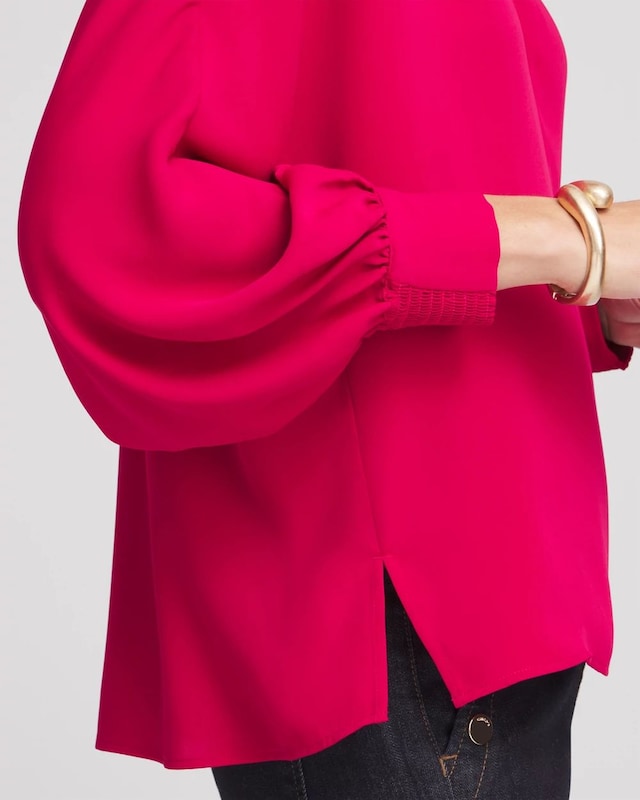 Devin Satin Dolman Button Up - Chalk